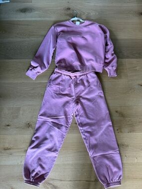 Aritzia Pink Cropped Sweatshirt & Jogger Set